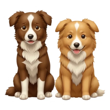 Brown border collie and golden retriever sitting  sticker
