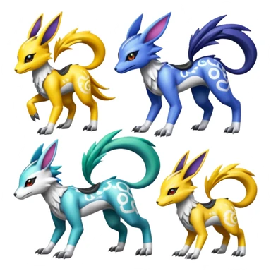 Colorful Meloetta-Electrike-Renamon-Wargreymon-Sergal-Pokémon-Digimon-Fakémon-fusion-hybrid-creature sticker