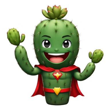 super hero cactus laughs in black and red outfit sticker