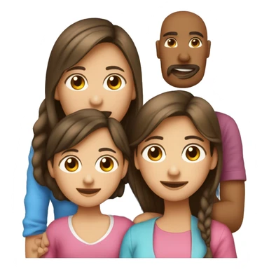 Familia de 5 personas papá pelo largo , mamá  y 3 hijas niña de 12 años niñas de 15 años y niña de 2 meses sticker