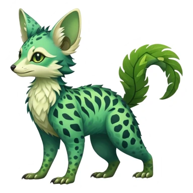 Feral Rare Fantasy vibrant tropical Vernid-Trico-species by LiLaiRa, random markings, tufted tail, tufted ears, full body sticker