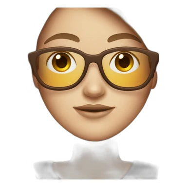 White Girl with brown long straight hair and golden glasses sticker