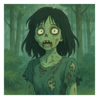 zombie girl with black hair sticker