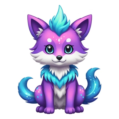 Cool cute Kawaii edgy fantasy animal sparkle fursona Fionbri creature by griffsnuff & LiLaiRa & Falvie full body sticker