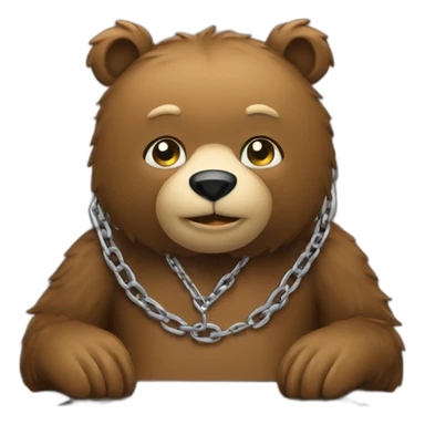 bear chain in screen of laptop sticker