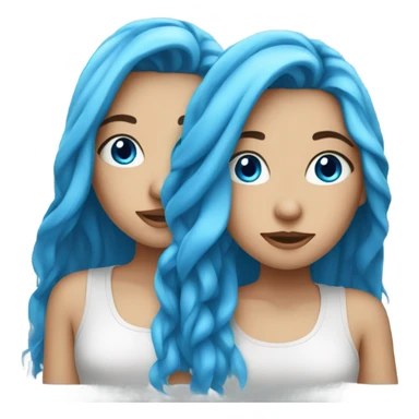 teenage girl with blue eyes and long blue hair sticker