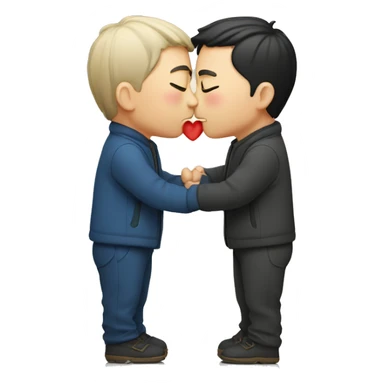 2 korean men kissing sticker