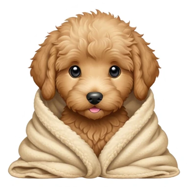 Cute, Disney-style goldendoodle puppy in blanket sticker