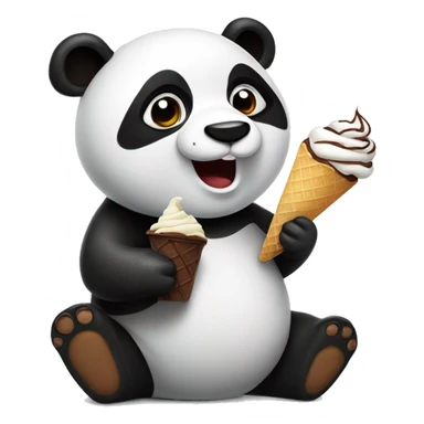 Panda eating chocolate ice cream  sticker