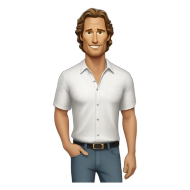 matthew mcconaughey cartoon wearing shirt sticker