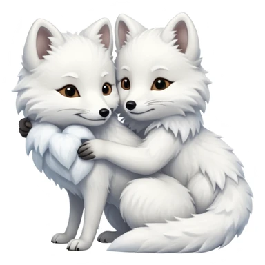 But white and arctic fox embracing sticker