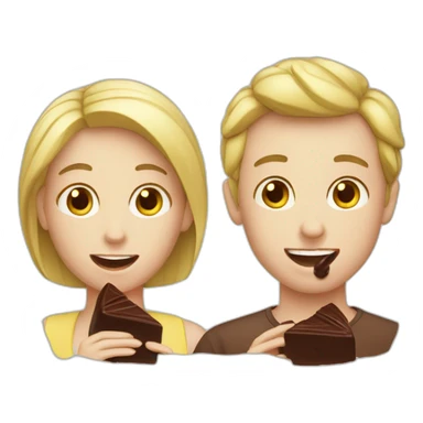 white couple eating chocolat sticker