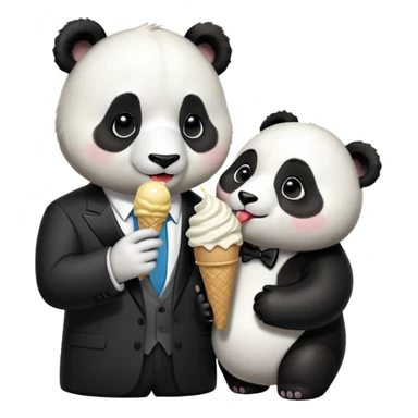 Panda eating ice cream while kissing elon musk sticker