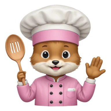 animal with pink chef costume sticker