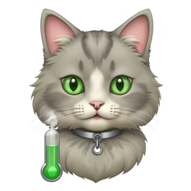 sick cat with termometer sticker