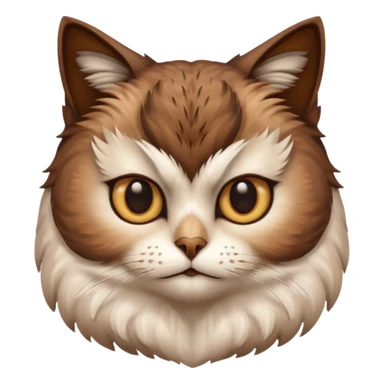 An cats head with a brown on top of the head of the cat the cats head infused with an white owls body with brown wings sticker