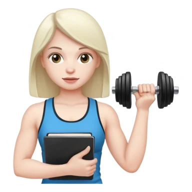 open notebook with workout plan and a dumbbell sticker