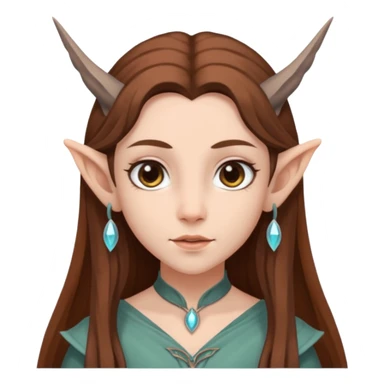 fae with gray eyes and long brown hair sticker