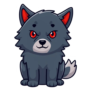 sleepy tired black wolf with red eyes sticker