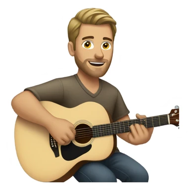 Caucasian man playing an acoustic guitar sticker
