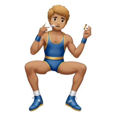 An athletic boy wearing a wrestling suit, crushing a cigarette under his feet, and above his head is a cloud that says "no smoking." sticker