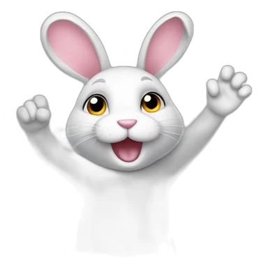 A bunny with a raised hand  sticker