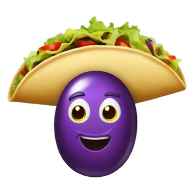 Taco with a eggplant sticker