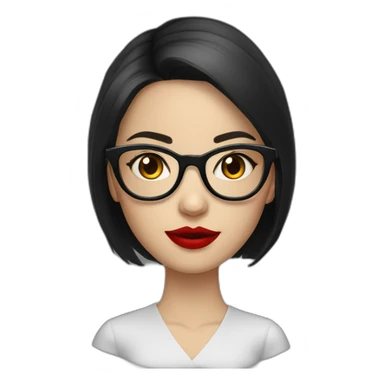 A Russian girl with a dark hairstyle on her shoulders, red lipstick on her lips and glasses for vision sticker