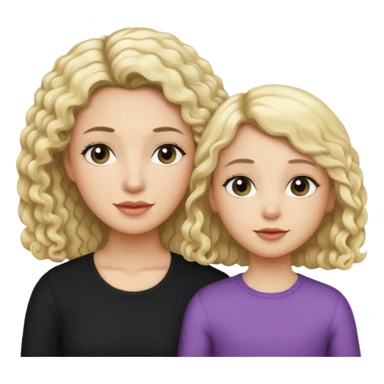 no make the mother have straight blond hair and daughter black culry haikr sticker