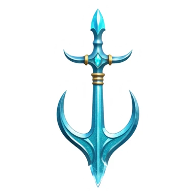Cyan Poseidon's trident with glitter and water effects around it. sticker