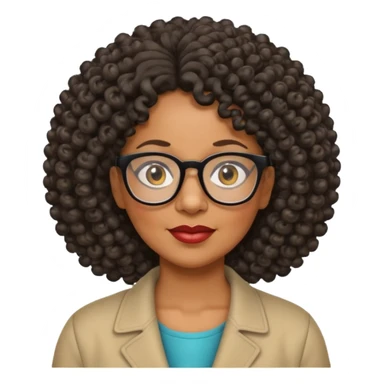 50 year old Black lady with curly hair and glasses sticker
