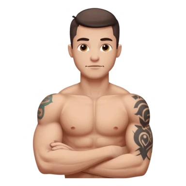 bicep guy with tattoos on arm neck and ribs sticker