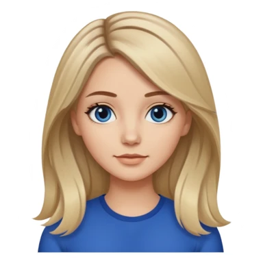 white girl long light brunette / blonder hair girl with darker roots in her hair middle part and dark blue eyes that's not really tan but not pale sticker