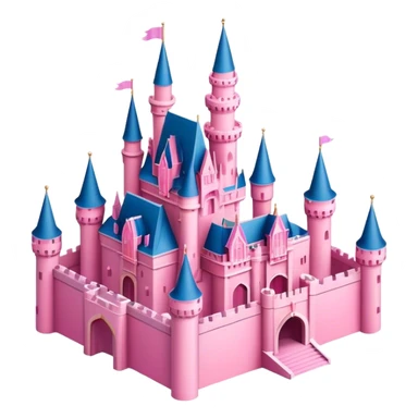 Pink Disney world castle, isometric exterior view  sticker