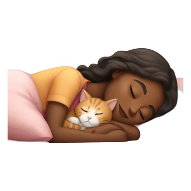 Girl sleeping with cat sticker