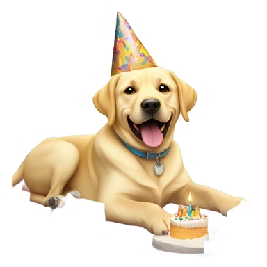 Yellow lab smiling celebrating it’s birthday sticker