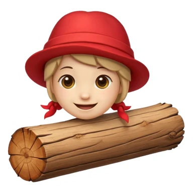 create a small, clean and expressive emoji in the style of Discord emojis, featuring the Catalan ‘Cagatió’ (Tió de Nadal). The emoji should show a cute wooden log with a friendly smiling face, wearing the traditional red ‘barretina’ hat, with small simple legs sticker