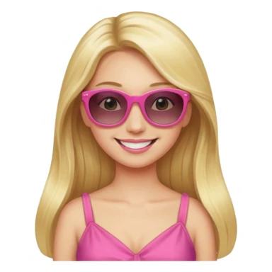 dior women with long blonde hair wear sun glasses, pink dress sticker