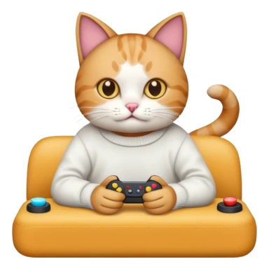 cat wearing a white sweater playing video games sticker