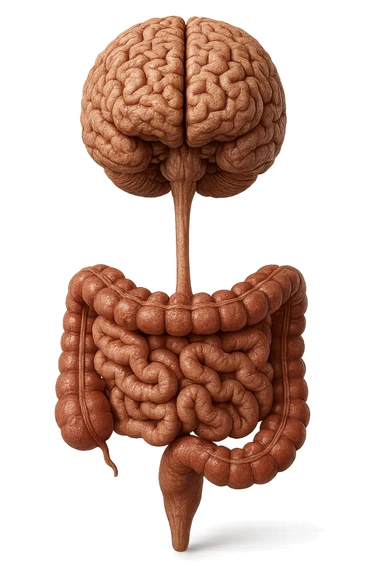 intestino e cervello sono collegati verticalmente, iperrealistico 4k sticker