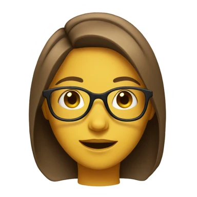 Yellow girl face with brown hair and glasses sticker