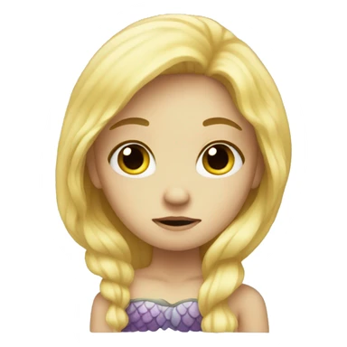 a sad mermaid with blonde hair and tail sticker