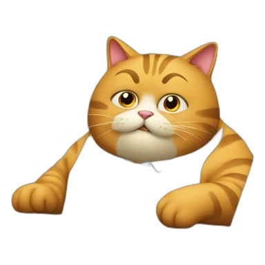 Fat cat working in office sticker