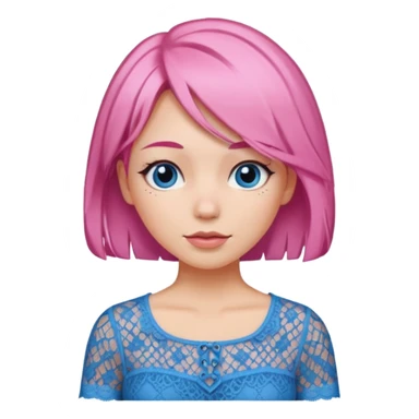 pink haired woman with lace patterned blue top sticker