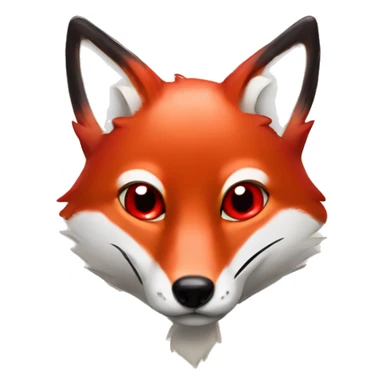 dark red fox face with tiny red heart instead of eyes sticker
