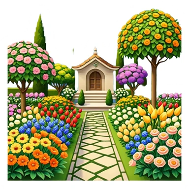 Still life, picturesque highly detailed garden adorned with diverse, vibrant flowers in full bloom, masterpiece,  dpi 300, 8k. sticker