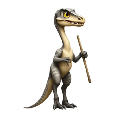 velociraptor holding a pole sticker