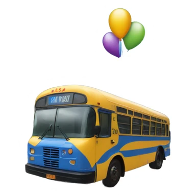 Blue bus with big balloon on top sticker