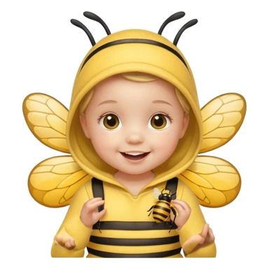 baby girl with pacifier dressed as a bee sticker