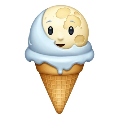 Ice cream that looks like the moon and is shiny sticker